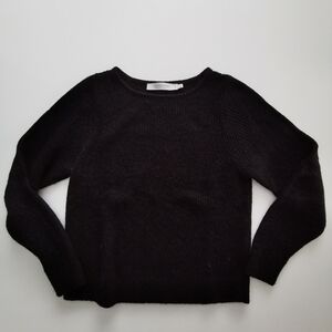 Simons Contemporaine Black Round Neck Acrylic Wool Alpaca Mohair Blend Sweater